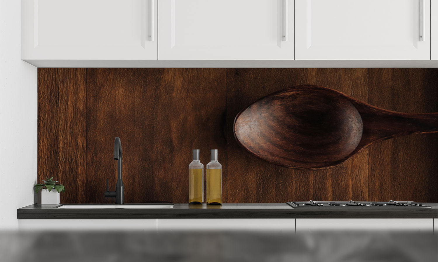 Kuhinjski paneli Lesene žlice - Pleksi steklo - s tiskom za kuhinjo, Stenske obloge PKU0184