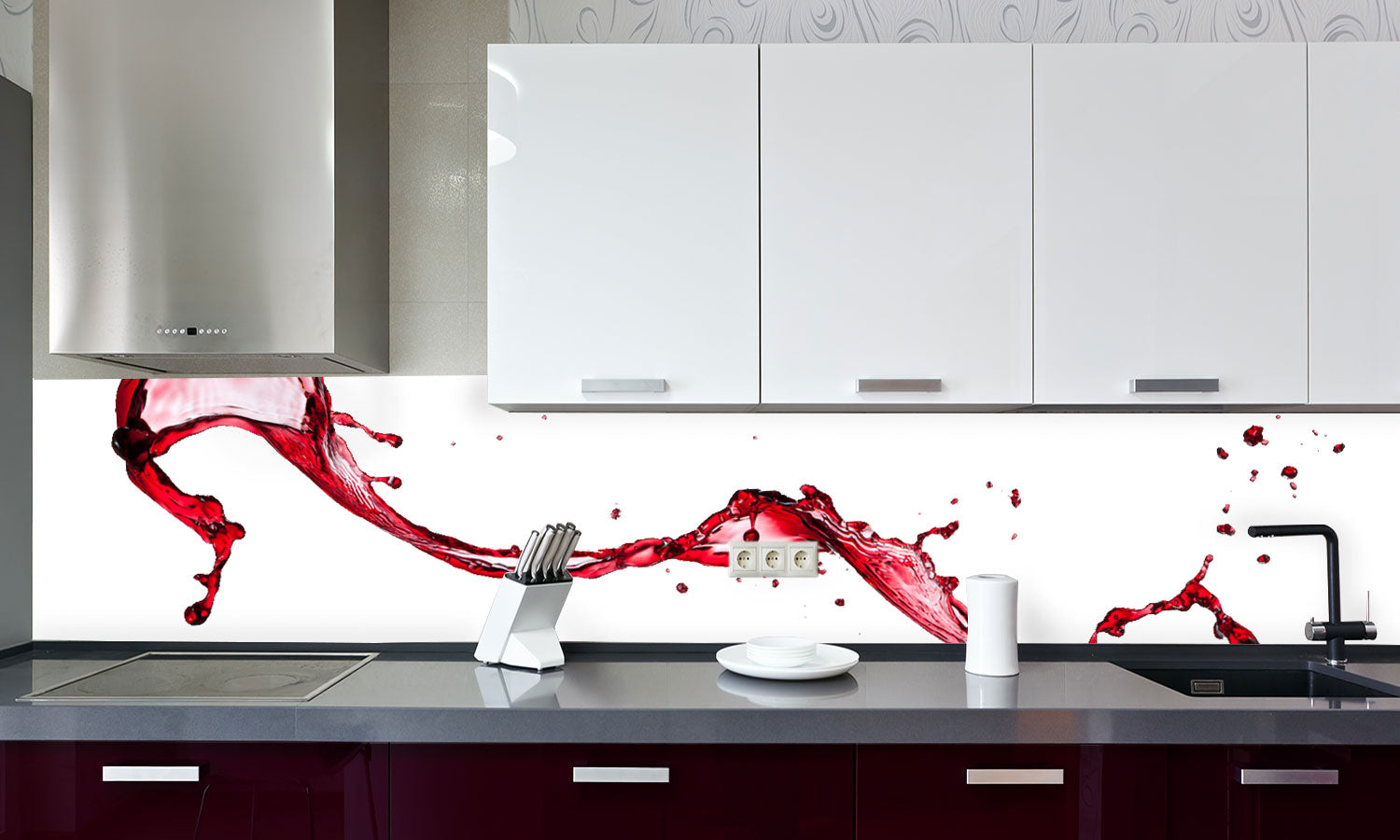 Kuhinjski paneli Wine splashes - Pleksi steklo - s tiskom za kuhinjo, Stenske obloge PKU0196