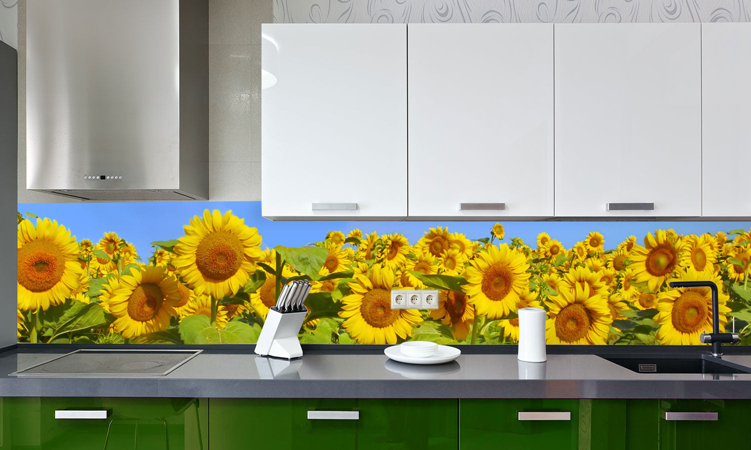 Kuhinjski paneli Sončnice - Pleksi steklo - s tiskom za kuhinjo, Stenske obloge PKU0203