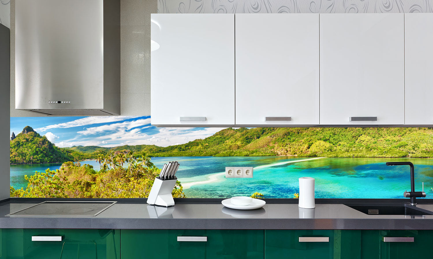 Kuhinjski paneli Otok - Pleksi steklo - s tiskom za kuhinjo, Stenske obloge PKU0207