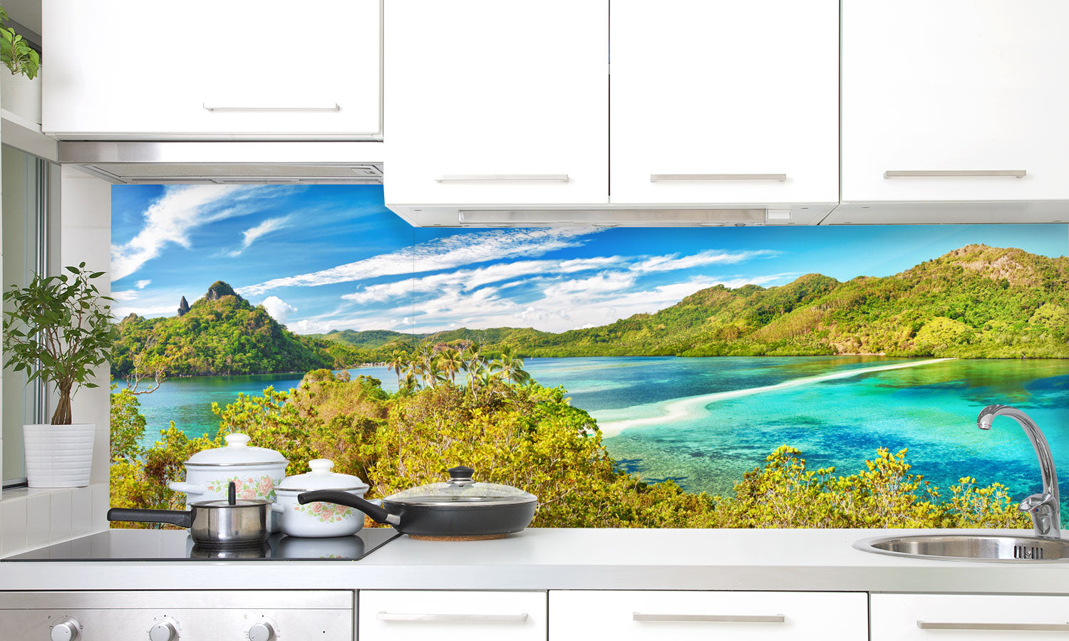 Kuhinjski paneli Otok - Pleksi steklo - s tiskom za kuhinjo, Stenske obloge PKU0207
