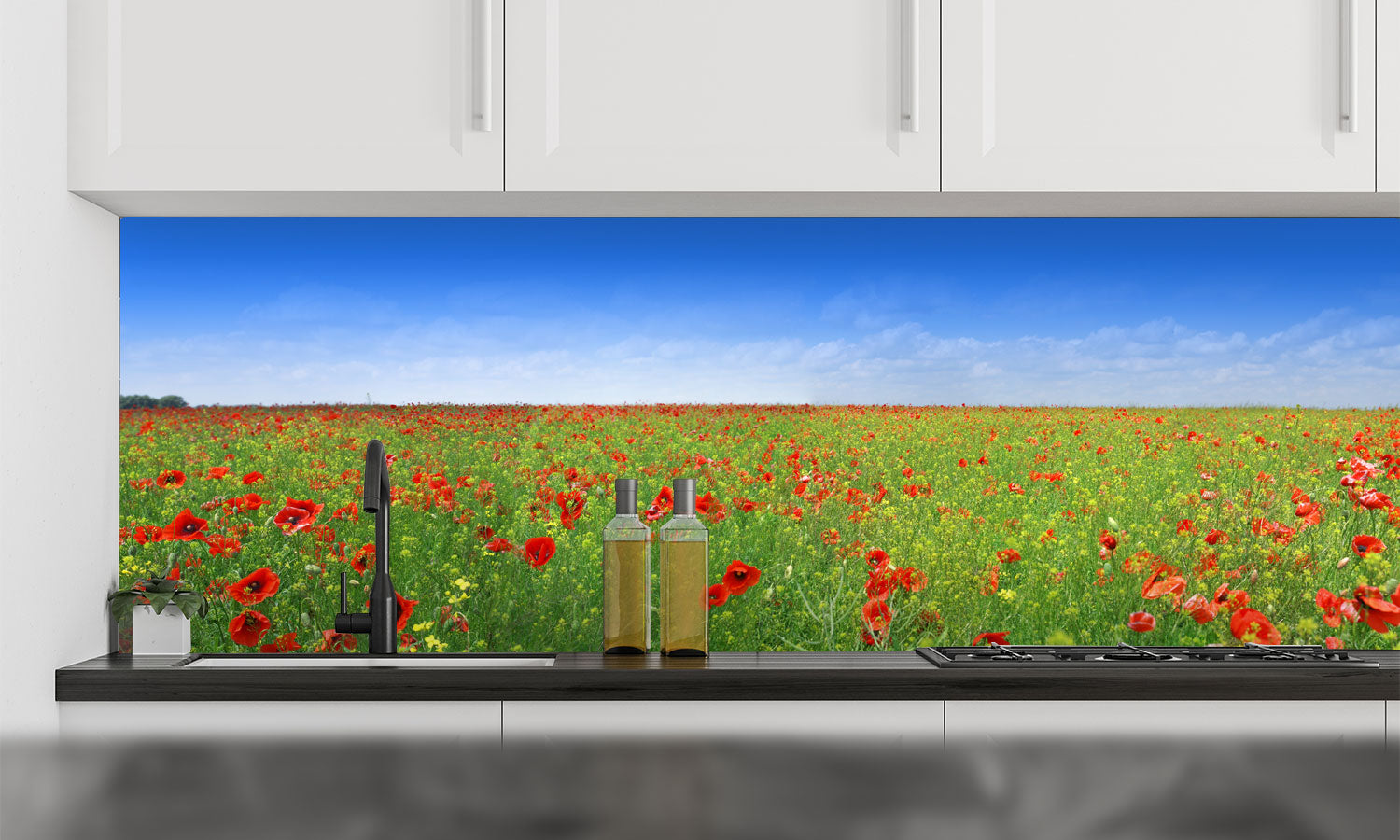 Kuhinjski paneli Polje maka - Pleksi steklo - s tiskom za kuhinjo, Stenske obloge PKU0209