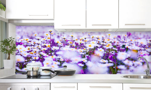Kuhinjski paneli Daisy field - Stekleni / PVC plošče / Pleksi steklo - s tiskom za kuhinjo, Stenske obloge PKU0211 - Life-decor.si