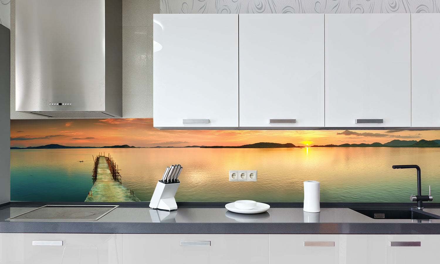 Kuhinjski paneli Sunset - Pleksi steklo - s tiskom za kuhinjo, Stenske obloge PKU0212