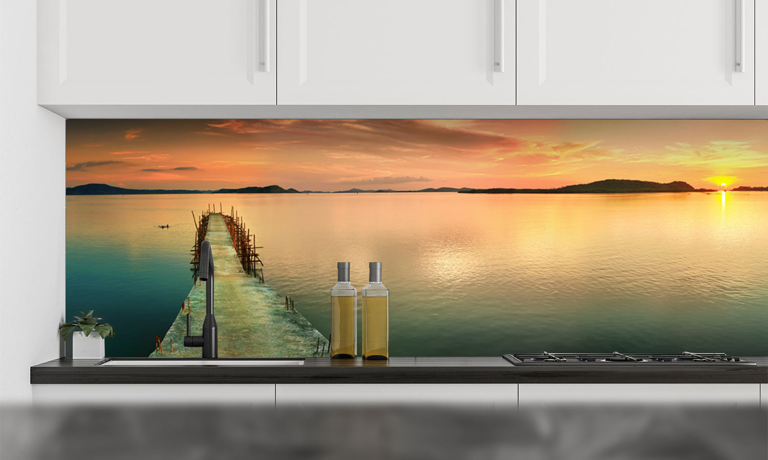Kuhinjski paneli Sunset - Pleksi steklo - s tiskom za kuhinjo, Stenske obloge PKU0212