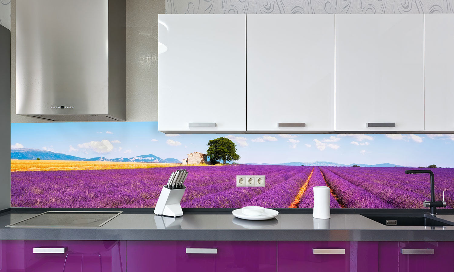 Kuhinjski paneli Lavender flowers - Pleksi steklo - s tiskom za kuhinjo, Stenske obloge PKU0216