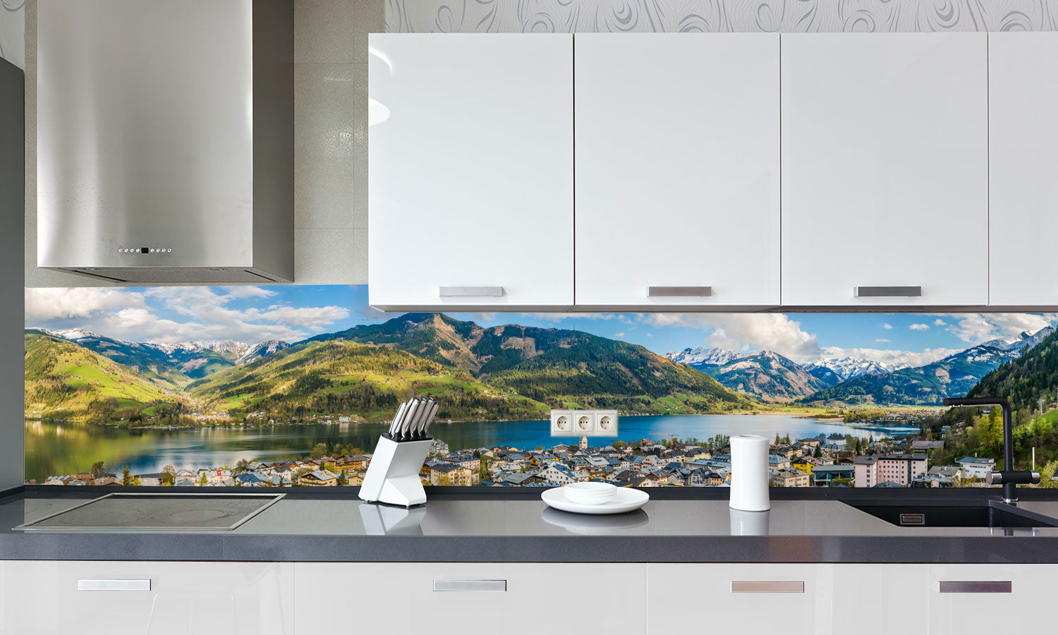 Kuhinjski paneli Mountain landscape - Pleksi steklo - s tiskom za kuhinjo, Stenske obloge PKU0229