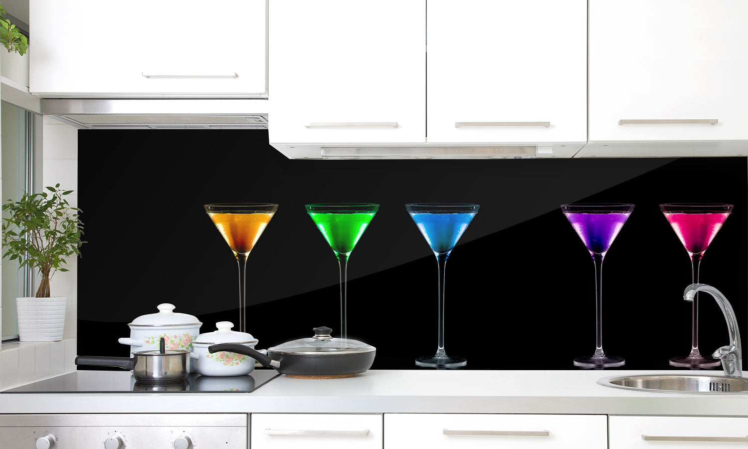 Kuhinjski paneli Five Stemmed Cocktail - Pleksi steklo - s tiskom za kuhinjo, Stenske obloge PKU0231