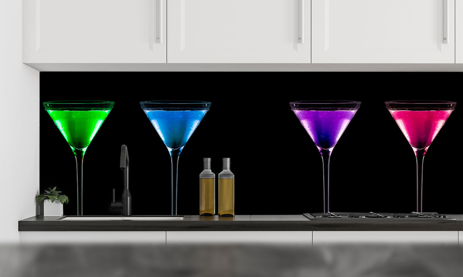Kuhinjski paneli Five Stemmed Cocktail - Pleksi steklo - s tiskom za kuhinjo, Stenske obloge PKU0231