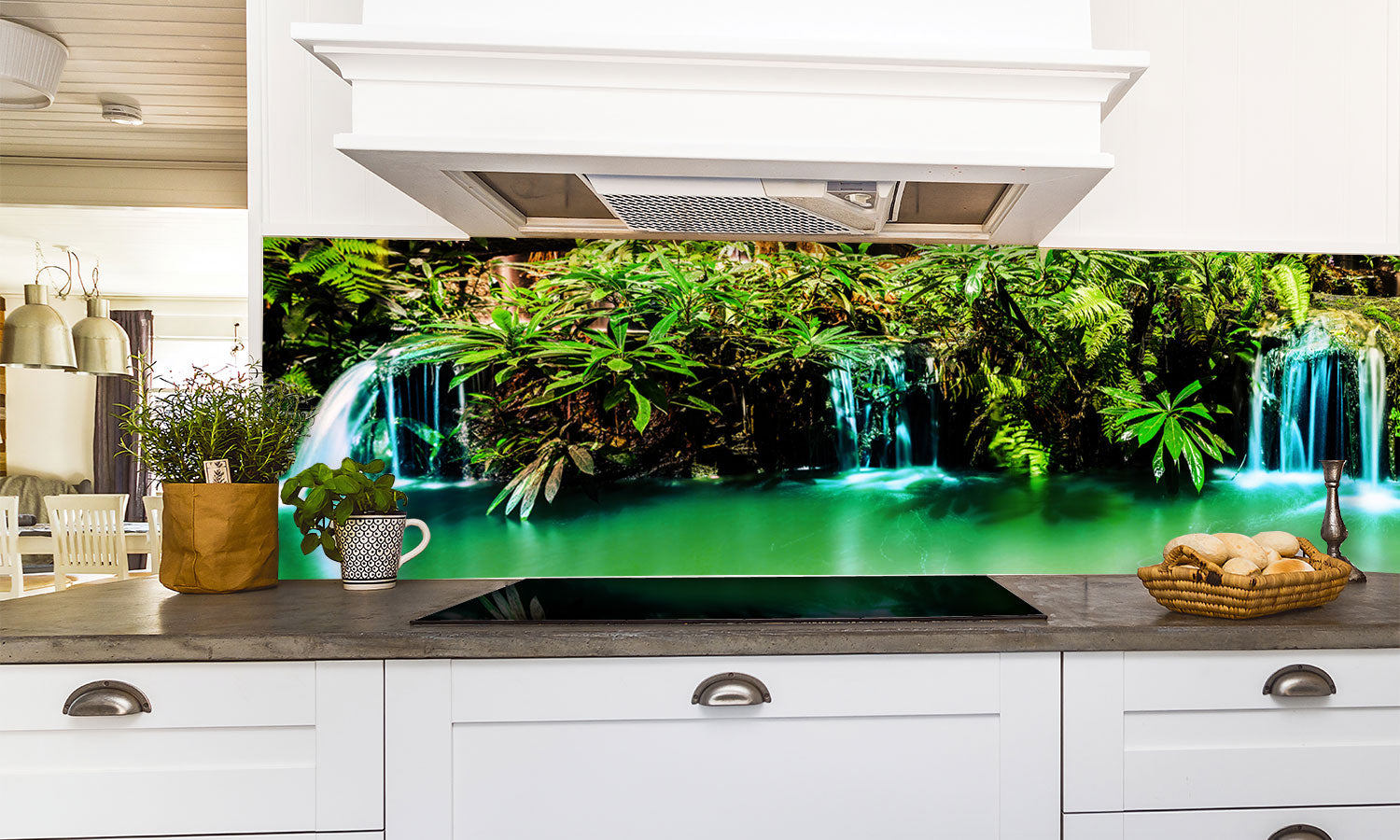 Kuhinjski paneli Waterfall in garden design - Pleksi steklo - s tiskom za kuhinjo, Stenske obloge PKU0234