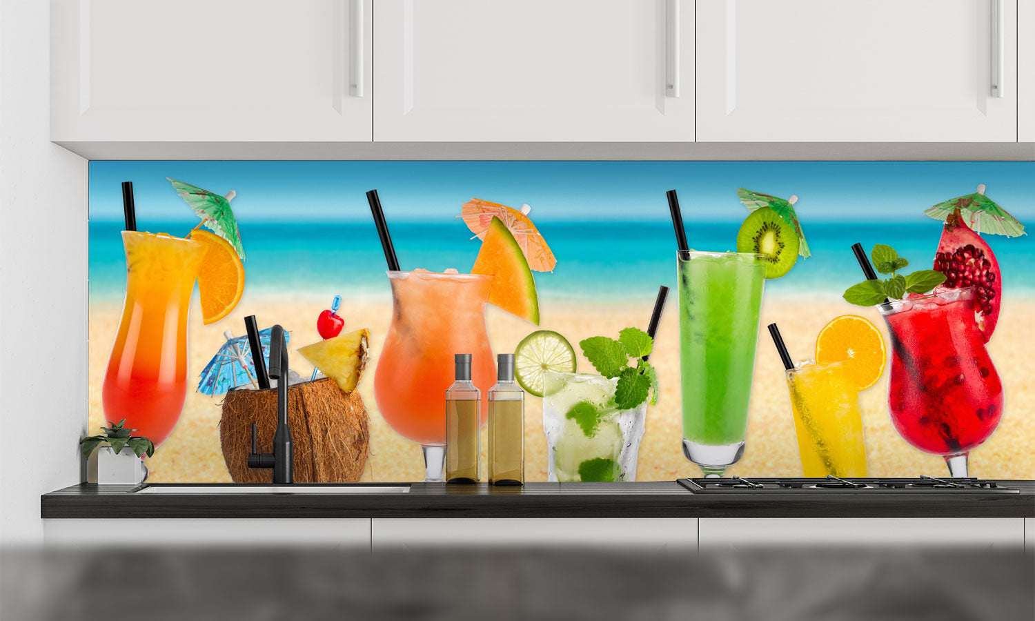 Kuhinjski paneli Cocktail beach - Stekleni / PVC plošče / Pleksi steklo - s tiskom za kuhinjo, Stenske obloge PKU0235 - Life-decor.si