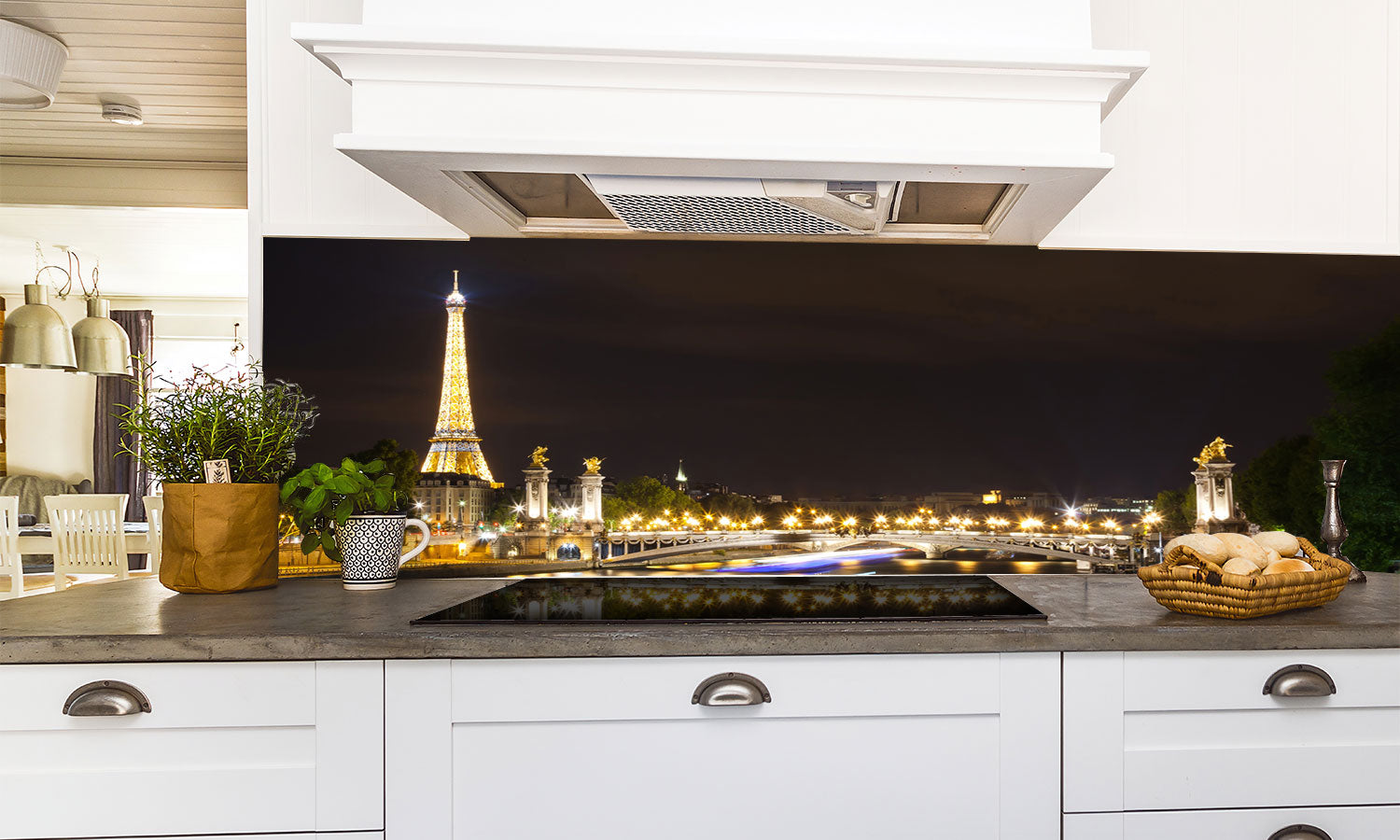 Kuhinjski paneli The magic of Paris at night - Pleksi steklo - s tiskom za kuhinjo, Stenske obloge PKU0246