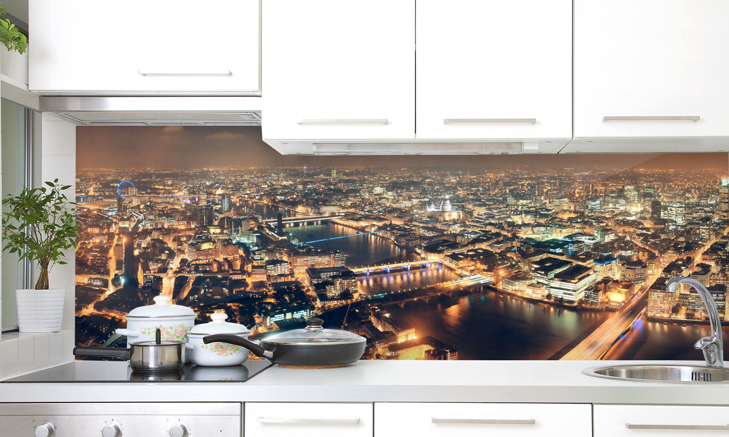 Kuhinjski paneli London night - Pleksi steklo - s tiskom za kuhinjo, Stenske obloge PKU0247