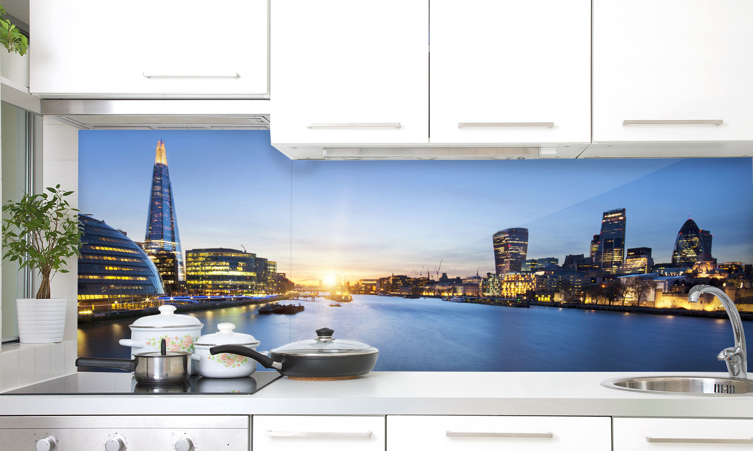 Kuhinjski paneli London skyline - Pleksi steklo - s tiskom za kuhinjo, Stenske obloge PKU0250