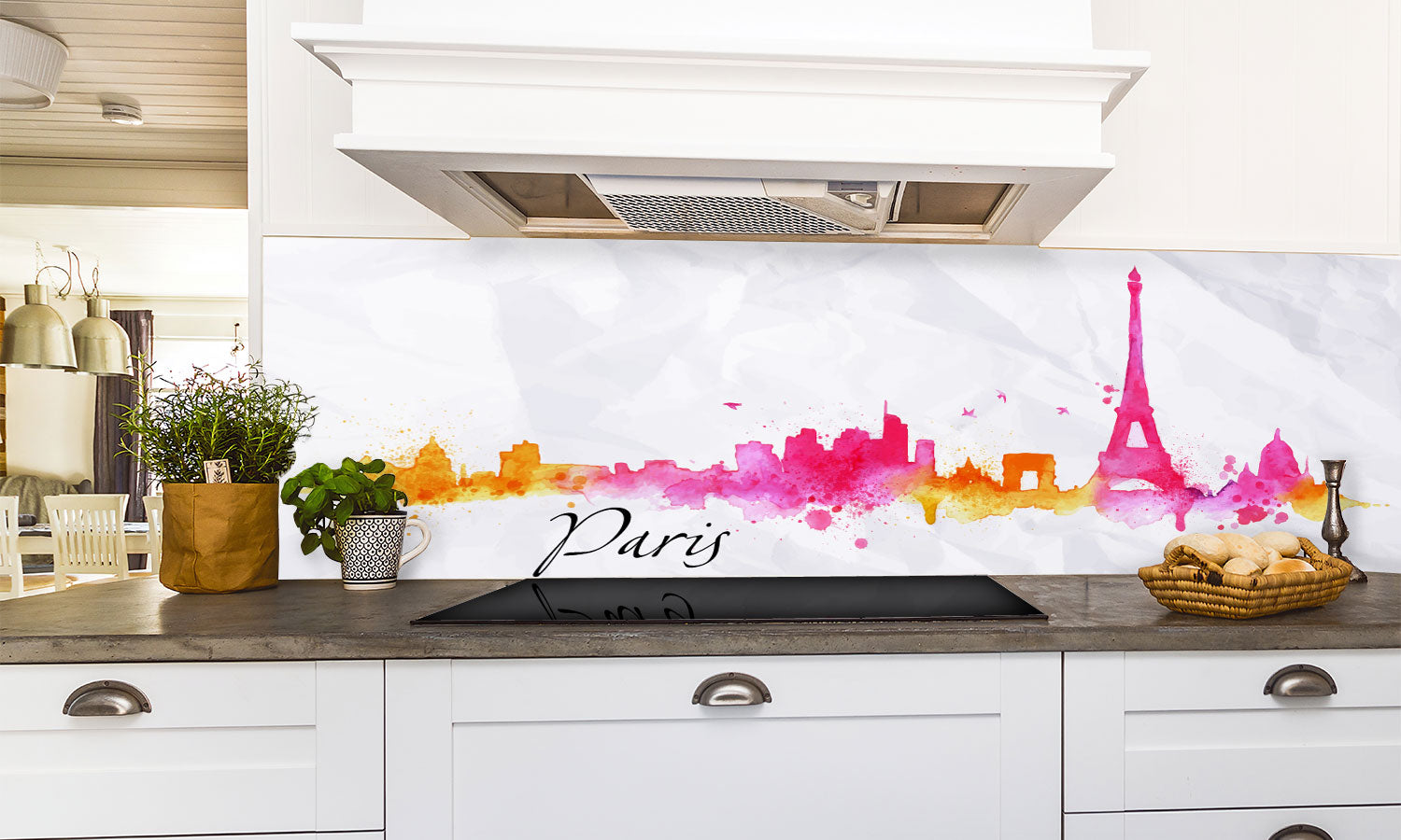 Kuhinjski paneli Watercolor Paris - Pleksi steklo - s tiskom za kuhinjo, Stenske obloge PKU0253