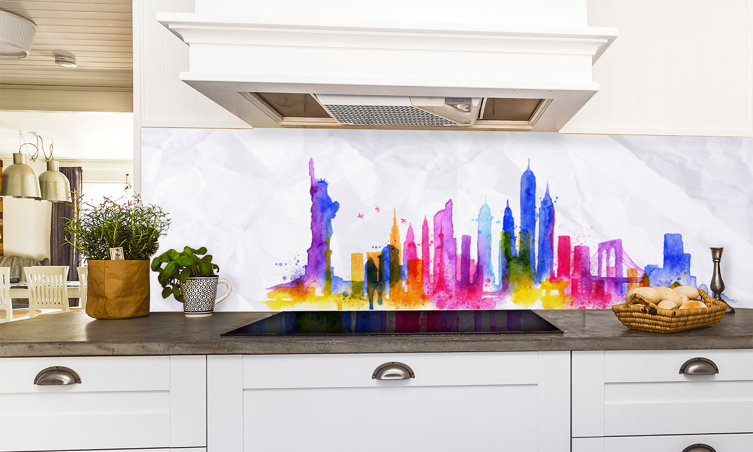 Kuhinjski paneli Watercolor New york - Pleksi steklo - s tiskom za kuhinjo, Stenske obloge PKU0254