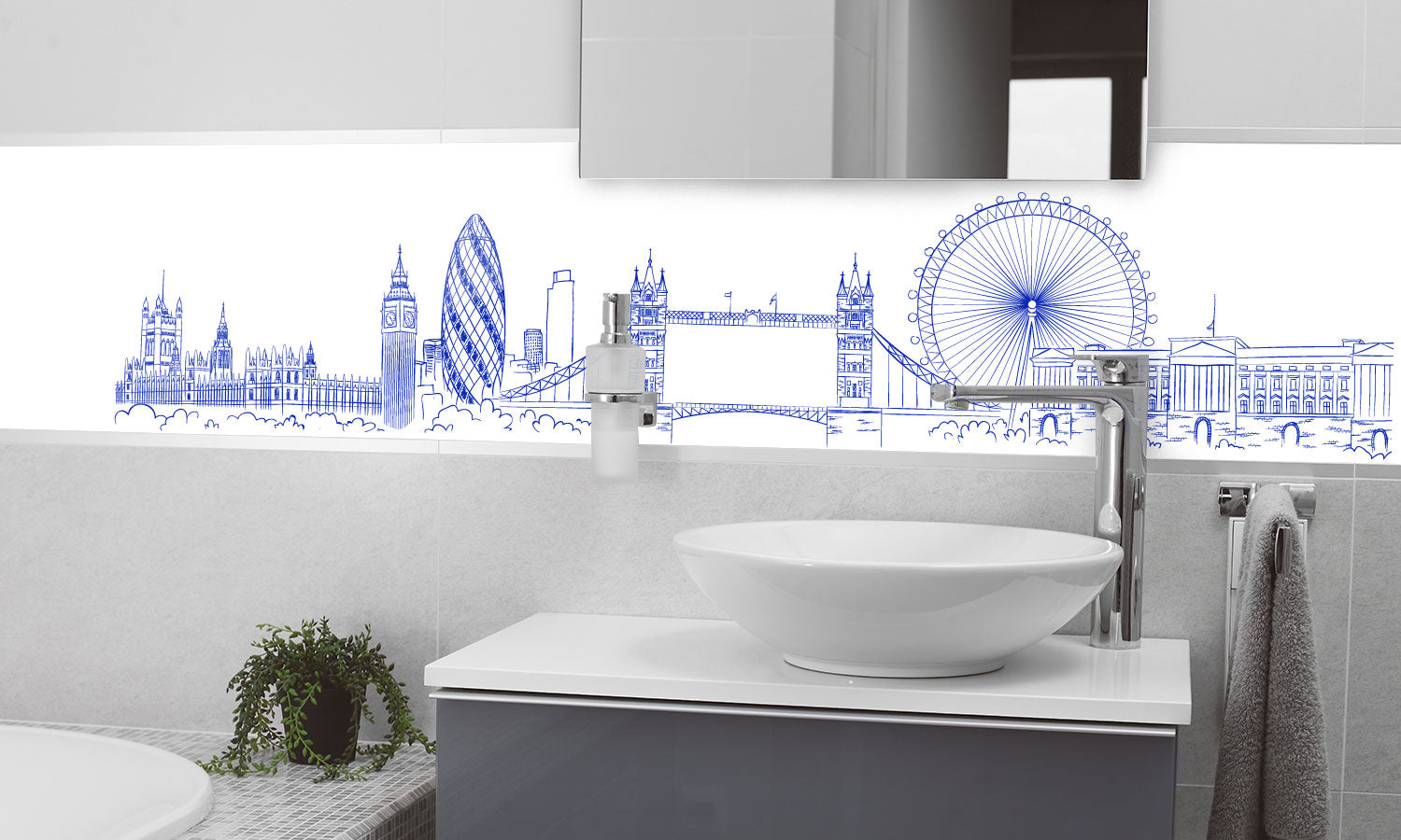 Kuhinjski paneli London - Pleksi steklo - s tiskom za kuhinjo, Stenske obloge PKU0256