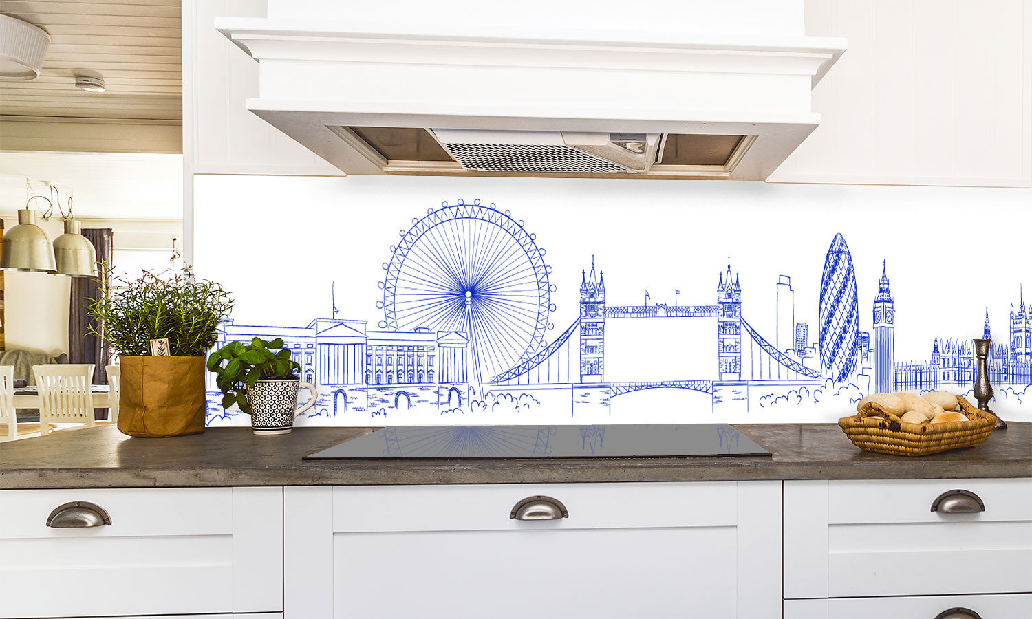 Kuhinjski paneli London - Pleksi steklo - s tiskom za kuhinjo, Stenske obloge PKU0256