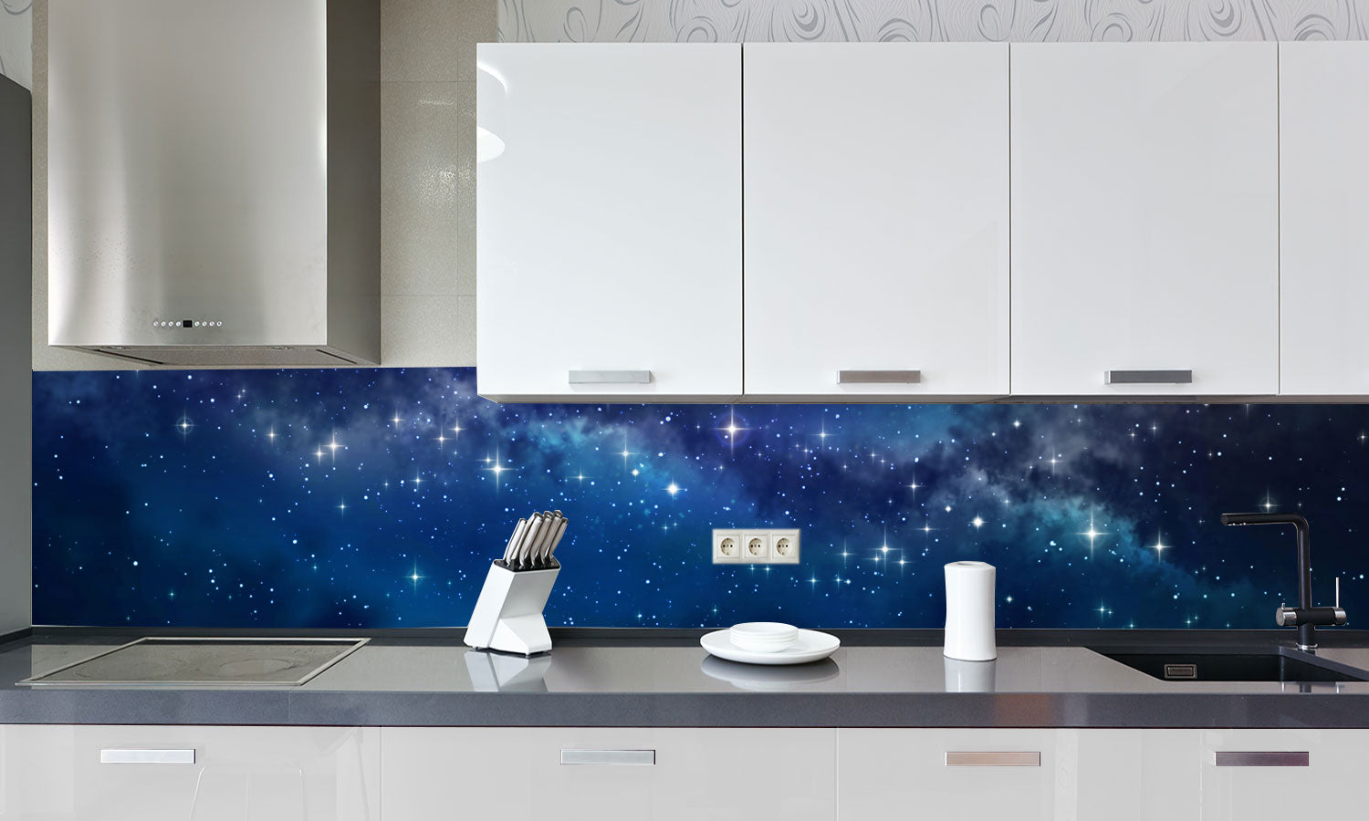Kuhinjski paneli Deep space - Stekleni / PVC plošče / Pleksi steklo - s tiskom za kuhinjo, Stenske obloge PKU0263 - Life-decor.si