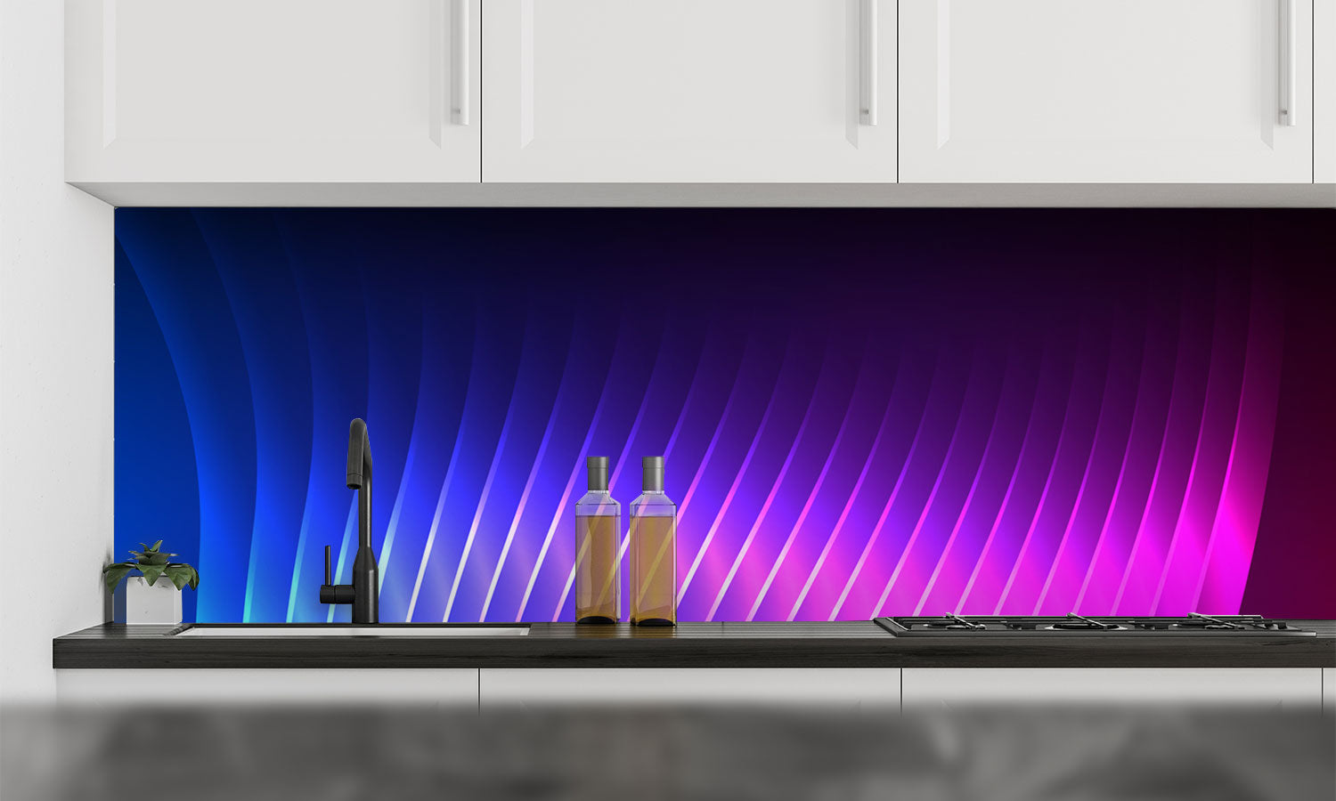 Kuhinjski paneli Blue Light purple - Stekleni / PVC plošče / Pleksi steklo - s tiskom za kuhinjo, Stenske obloge PKU0272 - Life-decor.si