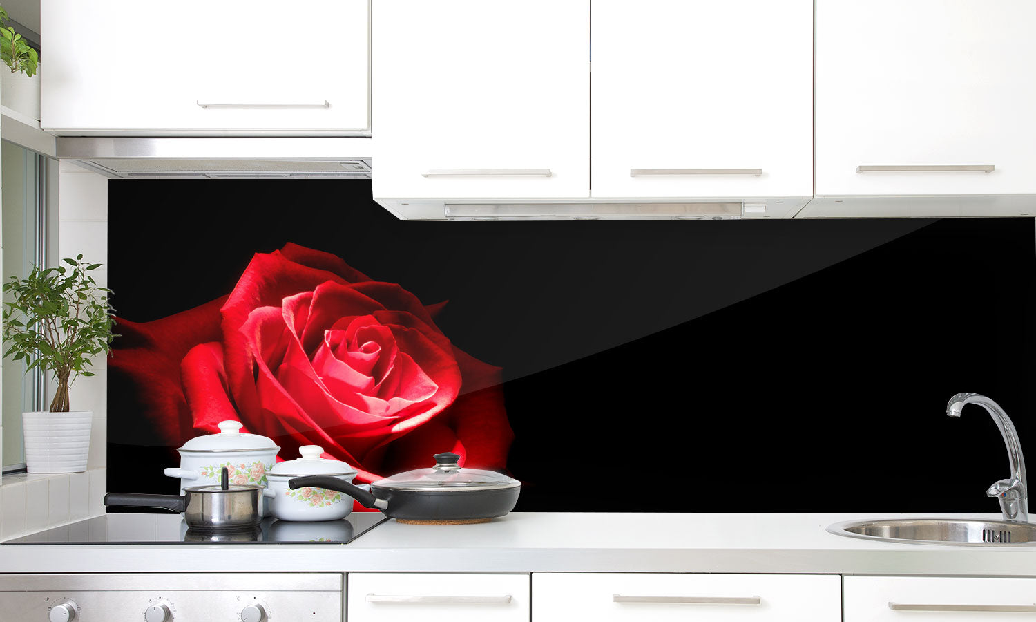 Kuhinjski paneli Roža - Pleksi steklo - s tiskom za kuhinjo, Stenske obloge PKU0274