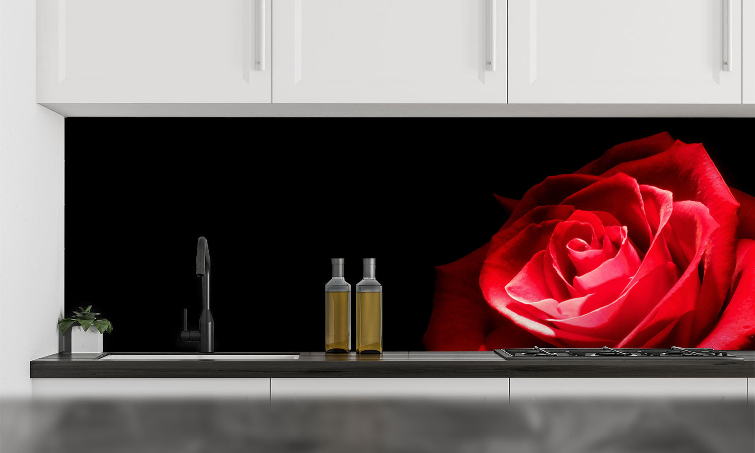 Kuhinjski paneli Roža - Pleksi steklo - s tiskom za kuhinjo, Stenske obloge PKU0274