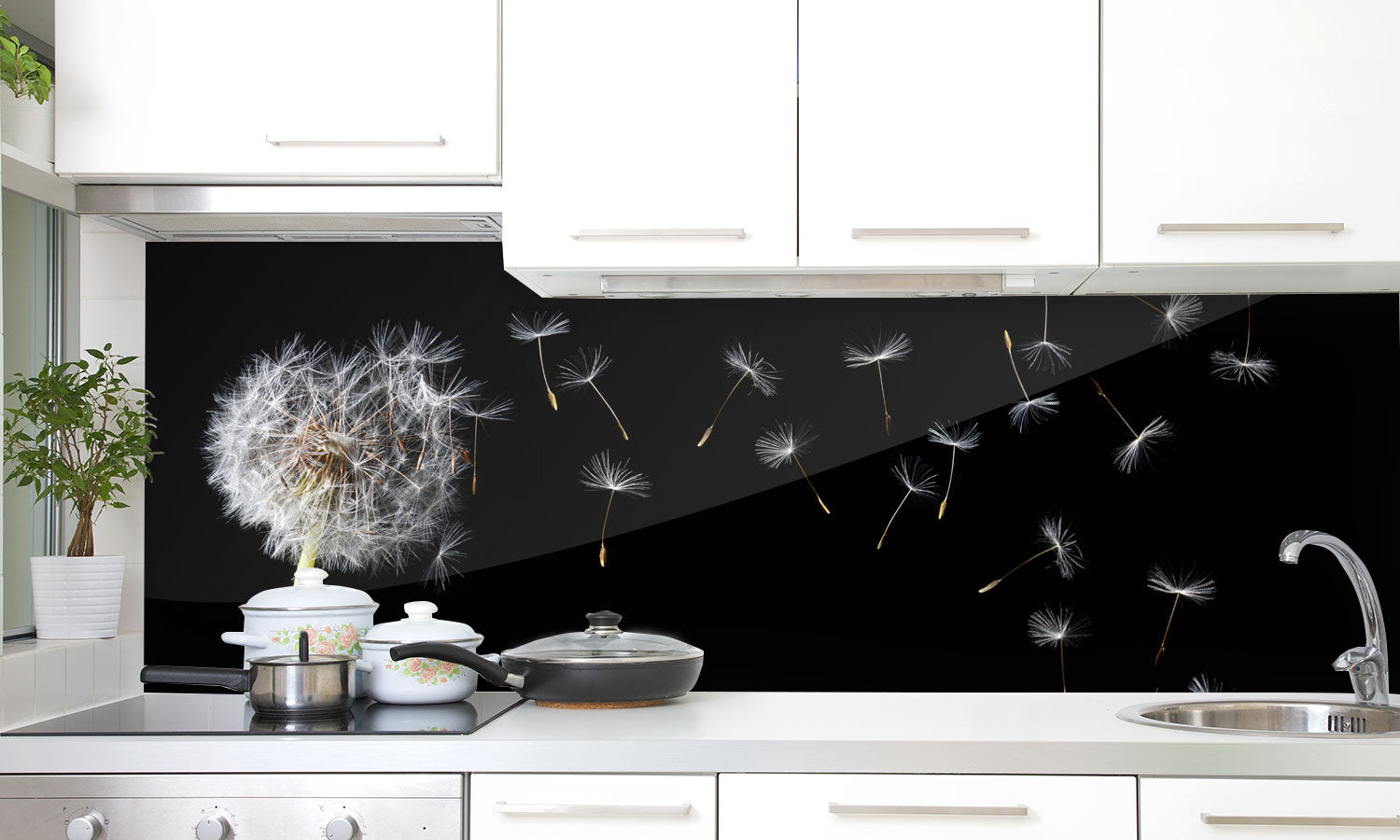 Kuhinjski paneli Dandelion blowing - Stekleni / PVC plošče / Pleksi steklo - s tiskom za kuhinjo, Stenske obloge PKU0282 - Life-decor.si