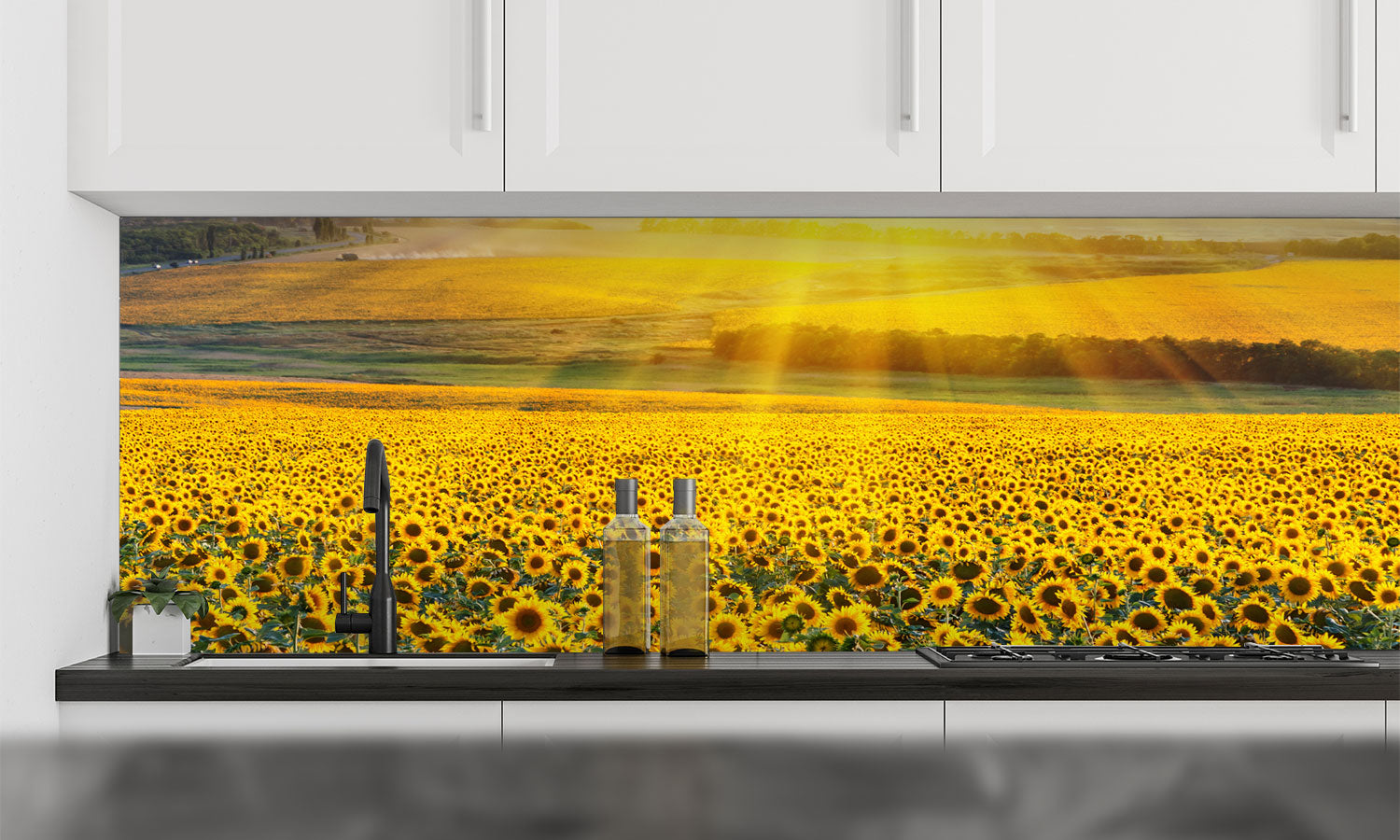 Kuhinjski paneli Sunset over the field - Pleksi steklo - s tiskom za kuhinjo, Stenske obloge PKU0290