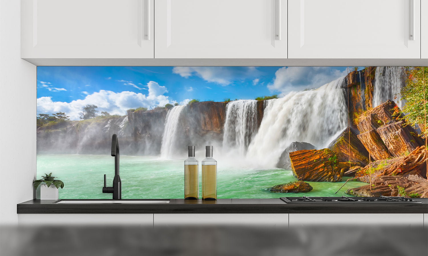 Kuhinjski paneli Dry Nur waterfall - Pleksi steklo - s tiskom za kuhinjo, Stenske obloge PKU0312