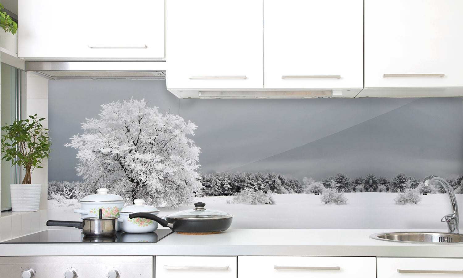 Kuhinjski paneli Frozen tree - Pleksi steklo - s tiskom za kuhinjo, Stenske obloge PKU0334