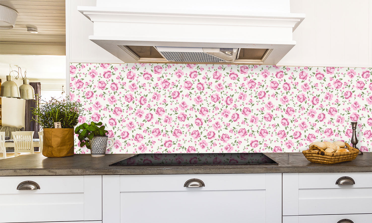 Kuhinjski paneli Shabby chic rose - Pleksi steklo - s tiskom za kuhinjo, Stenske obloge PKU0337