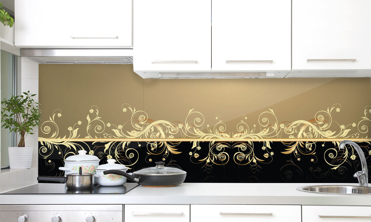 Kuhinjski paneli Floral background - Pleksi steklo - s tiskom za kuhinjo, Stenske obloge PKU0349