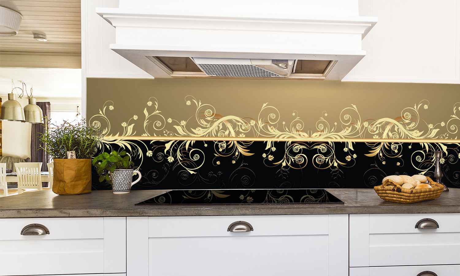 Kuhinjski paneli Floral background - Pleksi steklo - s tiskom za kuhinjo, Stenske obloge PKU0349