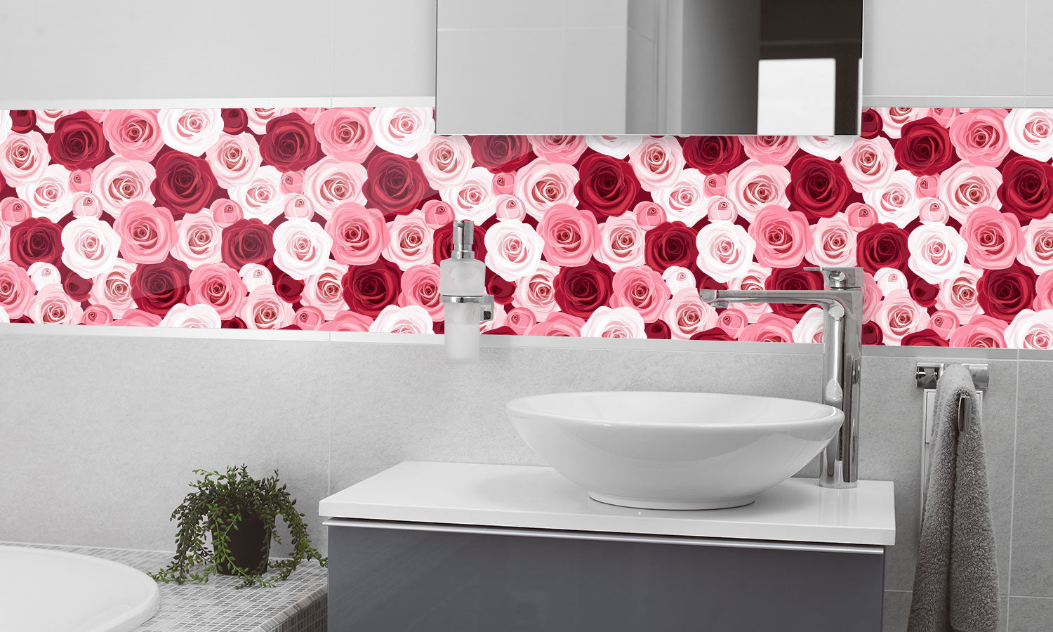 Kuhinjski paneli Seamless pattern with red and pink - Pleksi steklo - s tiskom za kuhinjo, Stenske obloge PKU0350