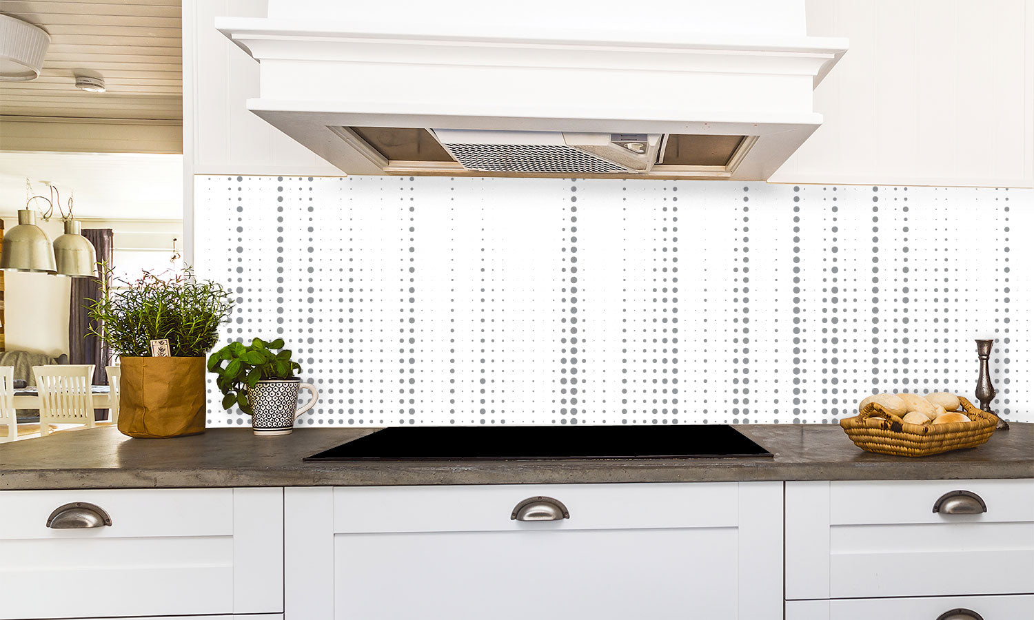 Kuhinjski paneli Dot halftone - Stekleni / PVC plošče / Pleksi steklo - s tiskom za kuhinjo, Stenske obloge PKU0358 - Life-decor.si