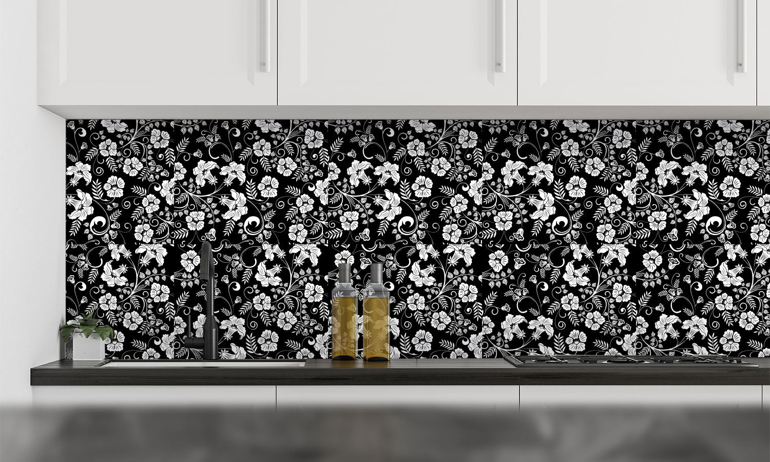 Kuhinjski paneli Flower pattern - Pleksi steklo - s tiskom za kuhinjo, Stenske obloge PKU0363
