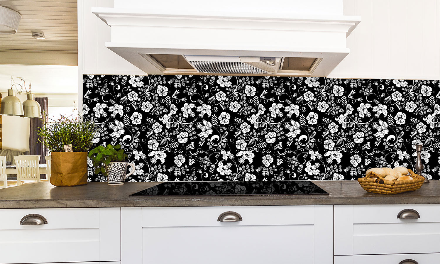 Kuhinjski paneli Flower pattern - Pleksi steklo - s tiskom za kuhinjo, Stenske obloge PKU0363