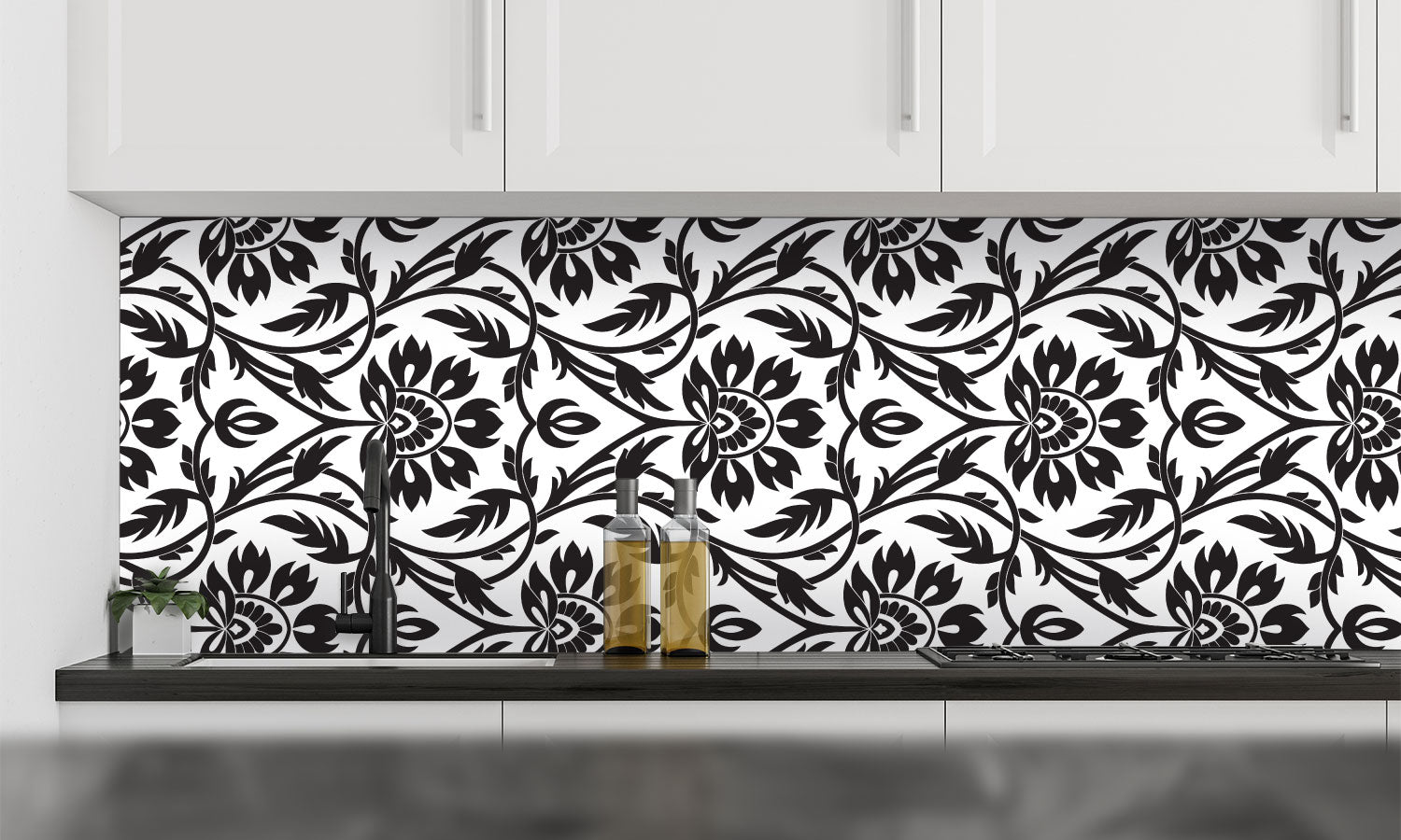 Kuhinjski paneli  Floral seamless pattern - Stekleni / PVC plošče / Pleksi steklo - s tiskom za kuhinjo, Stenske obloge PKU0364 - Life-decor.si