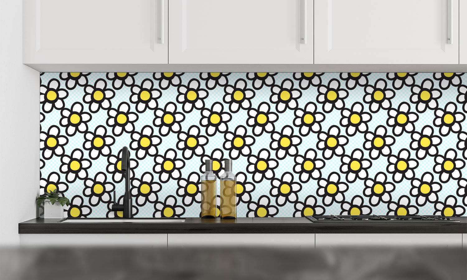 Kuhinjski paneli Abstract flower - Stekleni / PVC plošče / Pleksi steklo - s tiskom za kuhinjo, Stenske obloge PKU0372 - Life-decor.si