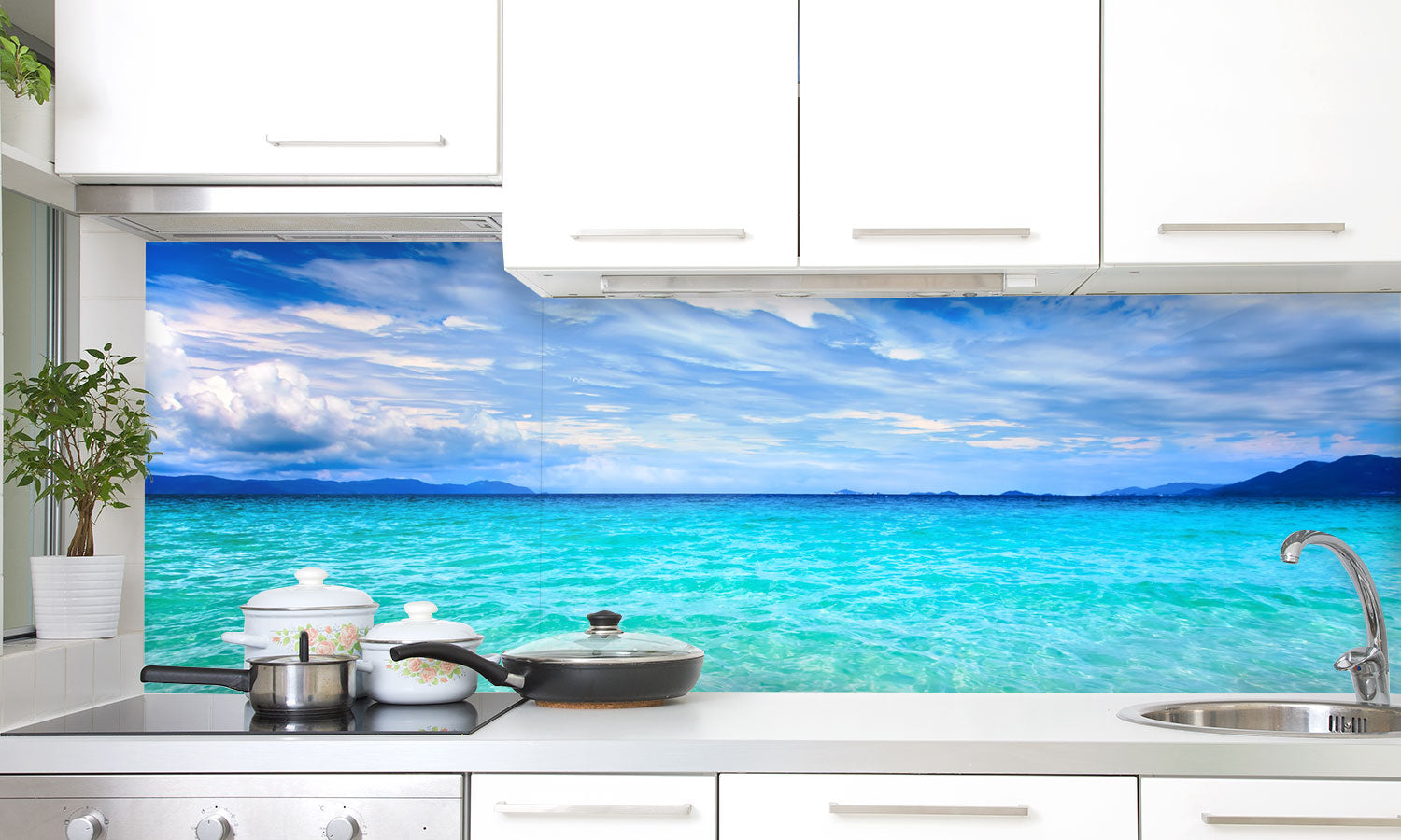 Kuhinjski paneli Sea - Pleksi steklo - s tiskom za kuhinjo, Stenske obloge PKU0379