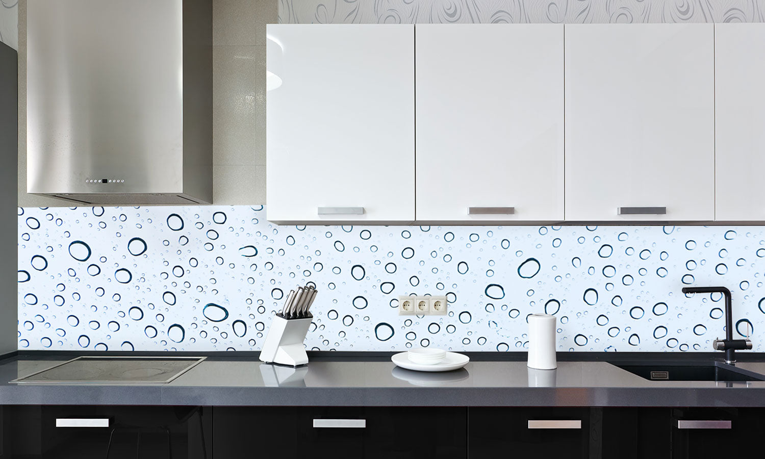 Kuhinjski paneli  Water drops background - Stekleni / PVC plošče / Pleksi steklo - s tiskom za kuhinjo, Stenske obloge PKU0387 - Life-decor.si