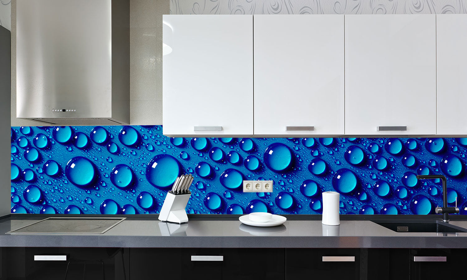 Kuhinjski paneli  Water drops background - Stekleni / PVC plošče / Pleksi steklo - s tiskom za kuhinjo, Stenske obloge PKU0388 - Life-decor.si