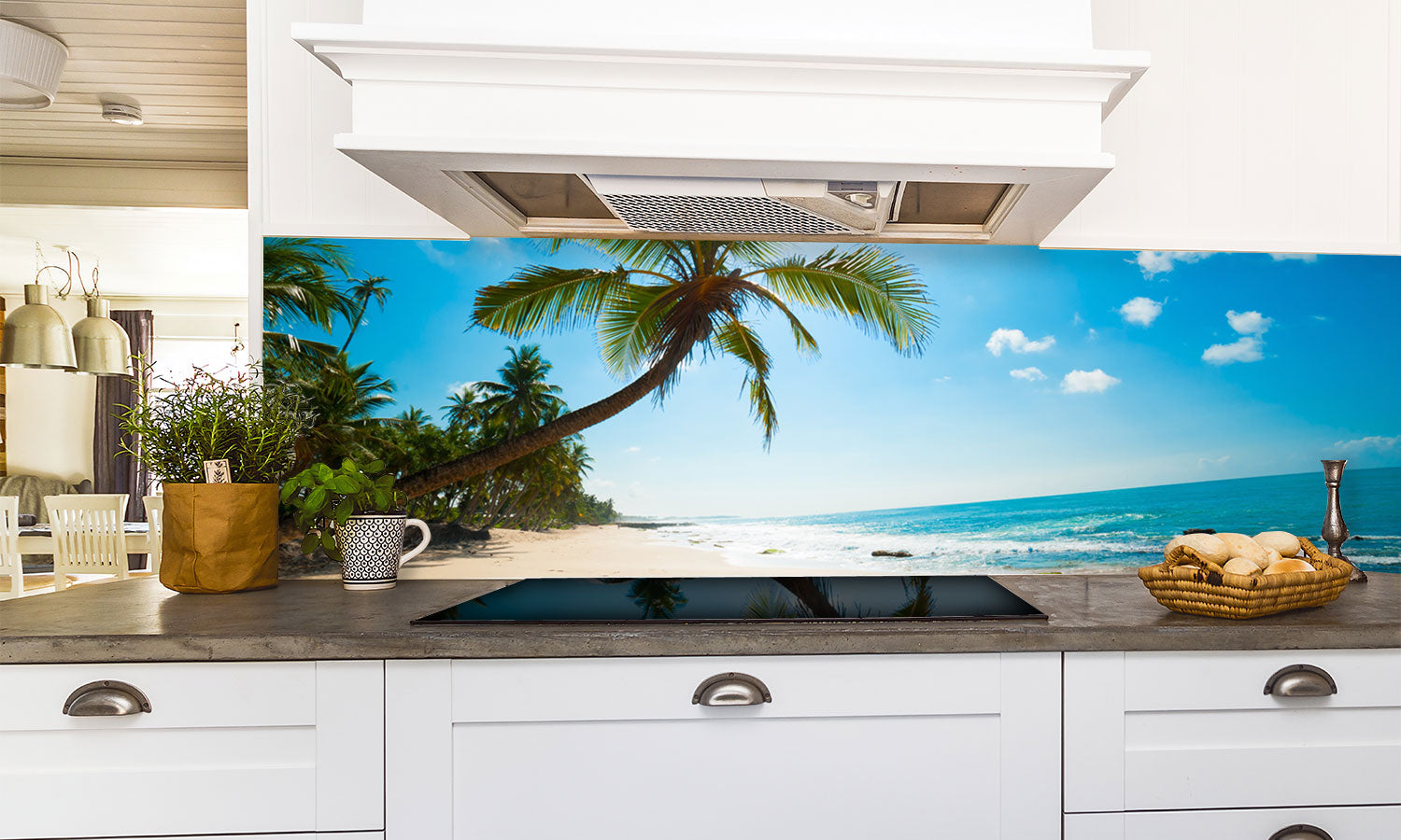 Kuhinjski paneli  Tropical beach - Stekleni / PVC plošče / Pleksi steklo - s tiskom za kuhinjo, Stenske obloge PKU0396 - Life-decor.si