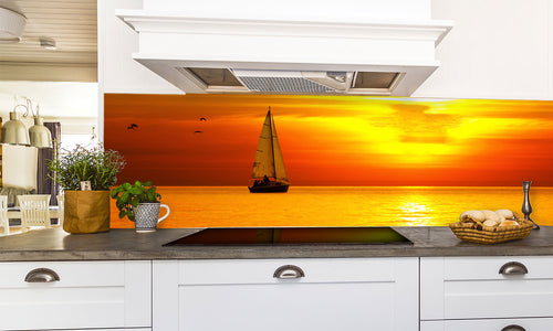 Kuhinjski paneli  Beautiful sea sunset - Stekleni / PVC plošče / Pleksi steklo - s tiskom za kuhinjo, Stenske obloge PKU0400 - Life-decor.si