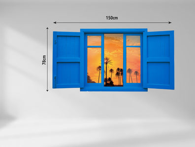 3D Art stenska nalepka SONČNI ZAHOD skozi okno - 3D061 - Life-decor.si